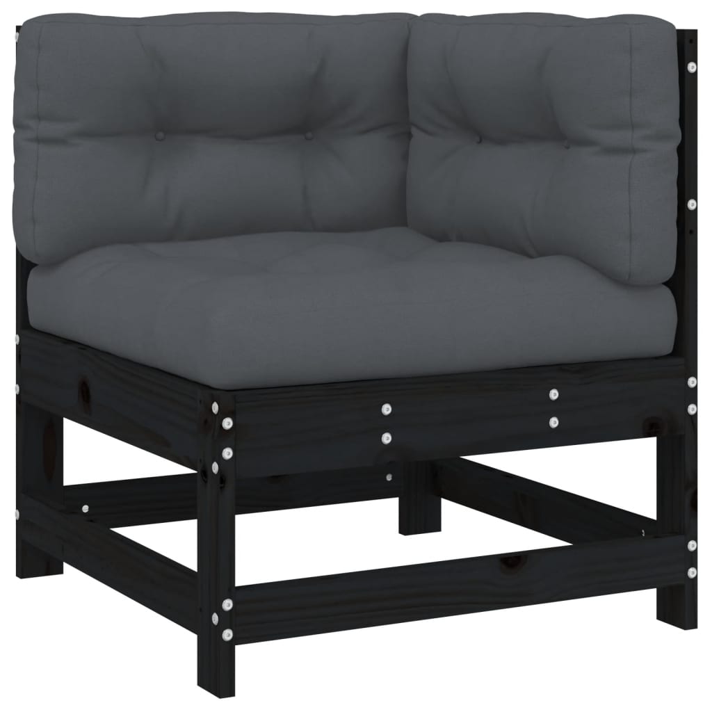 8-tlg. Garten-Lounge-Set mit Kissen Schwarz Massivholz