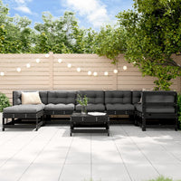 Thumbnail for 8-tlg. Garten-Lounge-Set mit Kissen Schwarz Massivholz