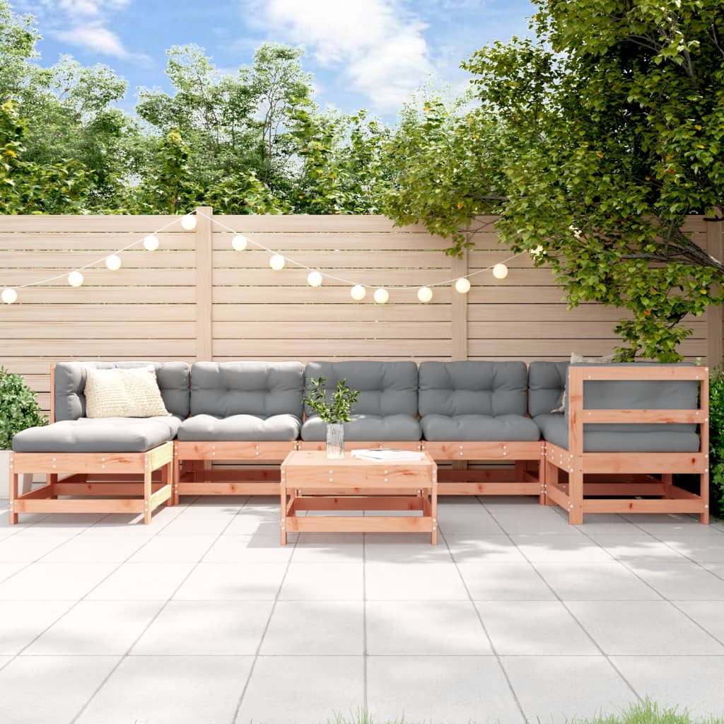 8-tlg. Garten-Lounge-Set mit Kissen Massivholz Douglasie