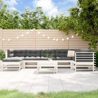 Thumbnail for 8-tlg. Garten-Lounge-Set mit Kissen Weiß Massivholz