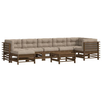 Thumbnail for 8-tlg. Garten-Lounge-Set mit Kissen Honigbraun Massivholz