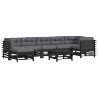 Thumbnail for 8-tlg. Garten-Lounge-Set mit Kissen Schwarz Massivholz