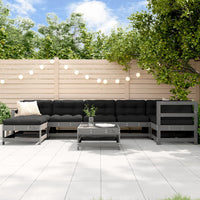 Thumbnail for 8-tlg. Garten-Lounge-Set mit Kissen Grau Massivholz