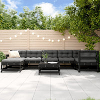 Thumbnail for 8-tlg. Garten-Lounge-Set mit Kissen Schwarz Massivholz
