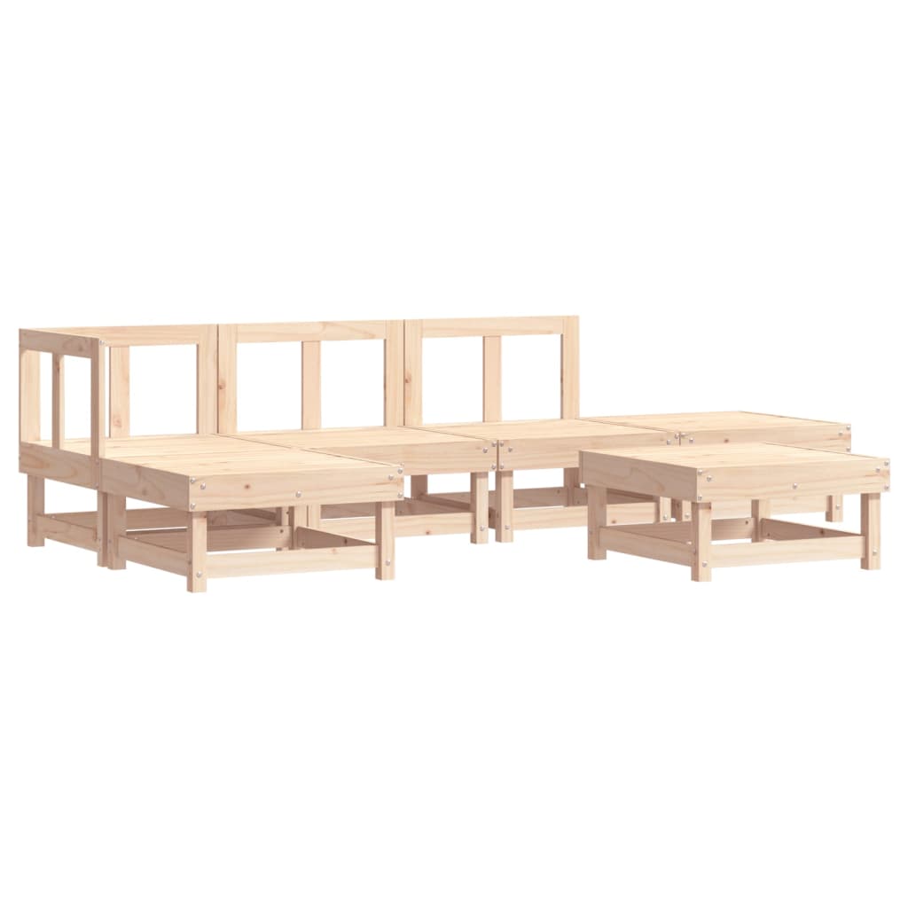 6-tlg. Garten-Lounge-Set mit Kissen Massivholz
