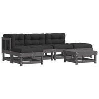 Thumbnail for 6-tlg. Garten-Lounge-Set mit Kissen Grau Massivholz
