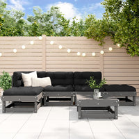 Thumbnail for 6-tlg. Garten-Lounge-Set mit Kissen Grau Massivholz