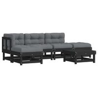 Thumbnail for 6-tlg. Garten-Lounge-Set mit Kissen Schwarz Massivholz