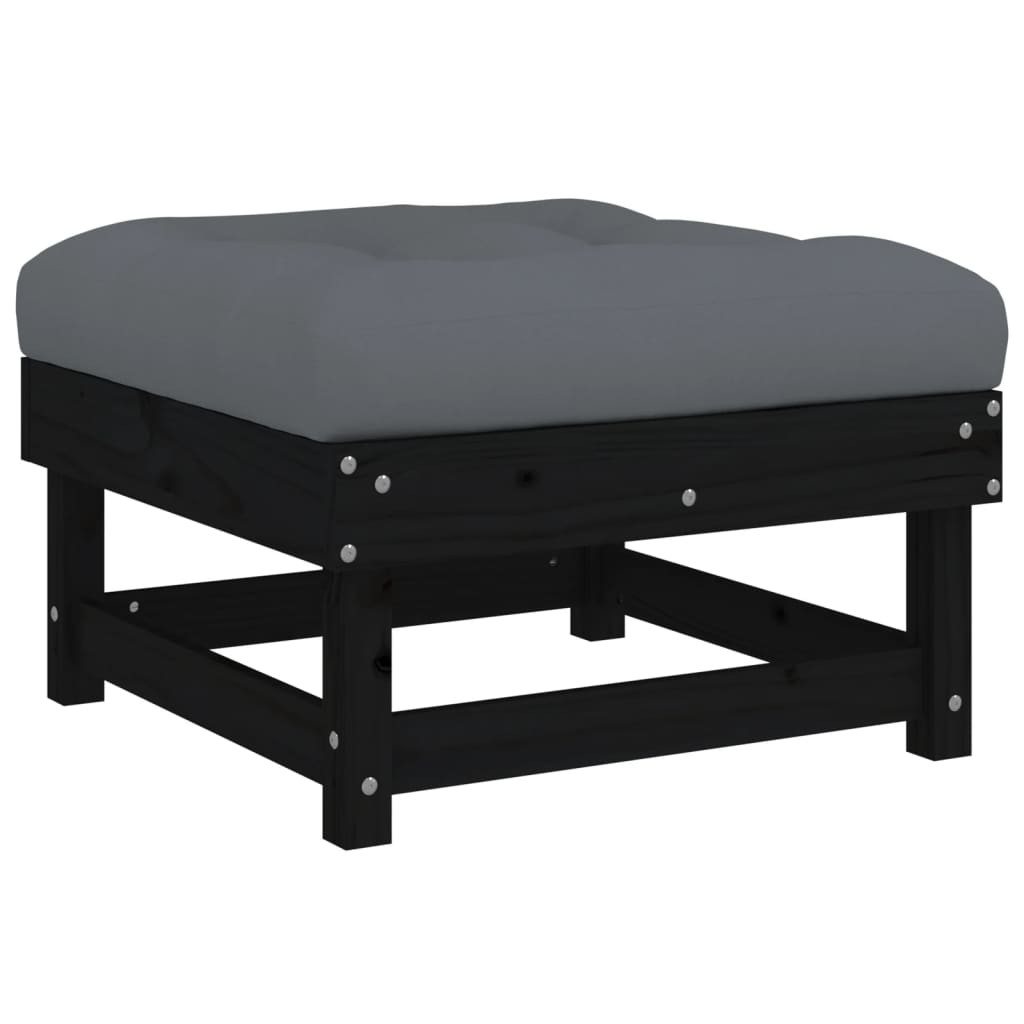 6-tlg. Garten-Lounge-Set mit Kissen Schwarz Massivholz