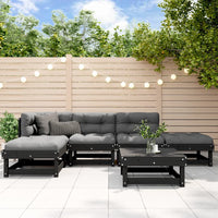 Thumbnail for 6-tlg. Garten-Lounge-Set mit Kissen Schwarz Massivholz