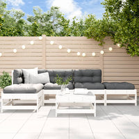Thumbnail for 6-tlg. Garten-Lounge-Set mit Kissen Weiß Massivholz