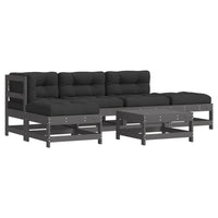 Thumbnail for 6-tlg. Garten-Lounge-Set mit Kissen Grau Massivholz