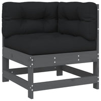 Thumbnail for 6-tlg. Garten-Lounge-Set mit Kissen Grau Massivholz