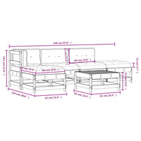 Thumbnail for 6-tlg. Garten-Lounge-Set mit Kissen Grau Massivholz