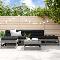 Thumbnail for 6-tlg. Garten-Lounge-Set mit Kissen Grau Massivholz