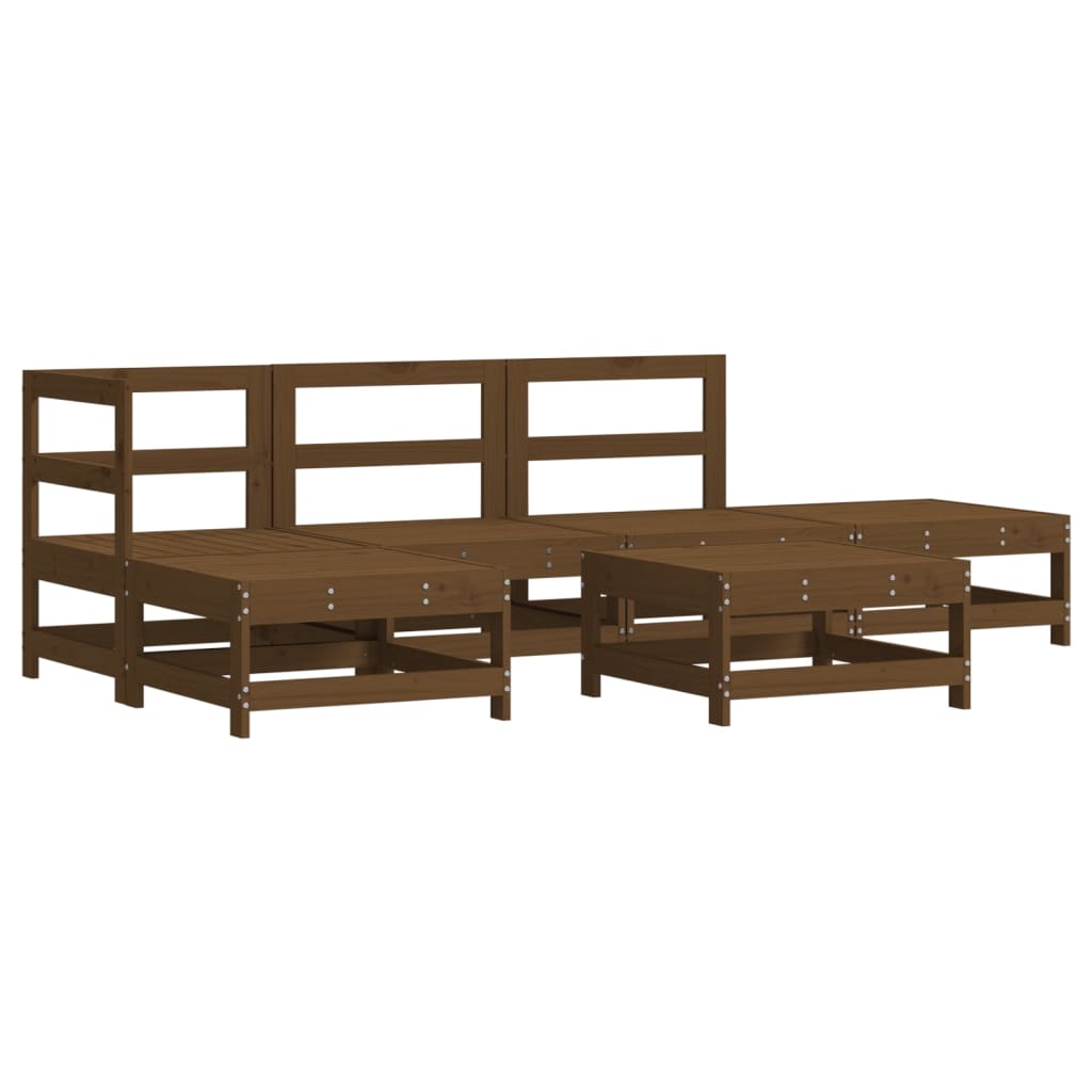 6-tlg. Garten-Lounge-Set mit Kissen Honigbraun Massivholz