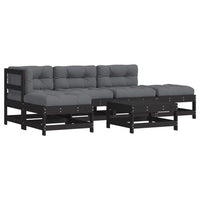 Thumbnail for 6-tlg. Garten-Lounge-Set mit Kissen Schwarz Massivholz