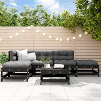 Thumbnail for 6-tlg. Garten-Lounge-Set mit Kissen Schwarz Massivholz