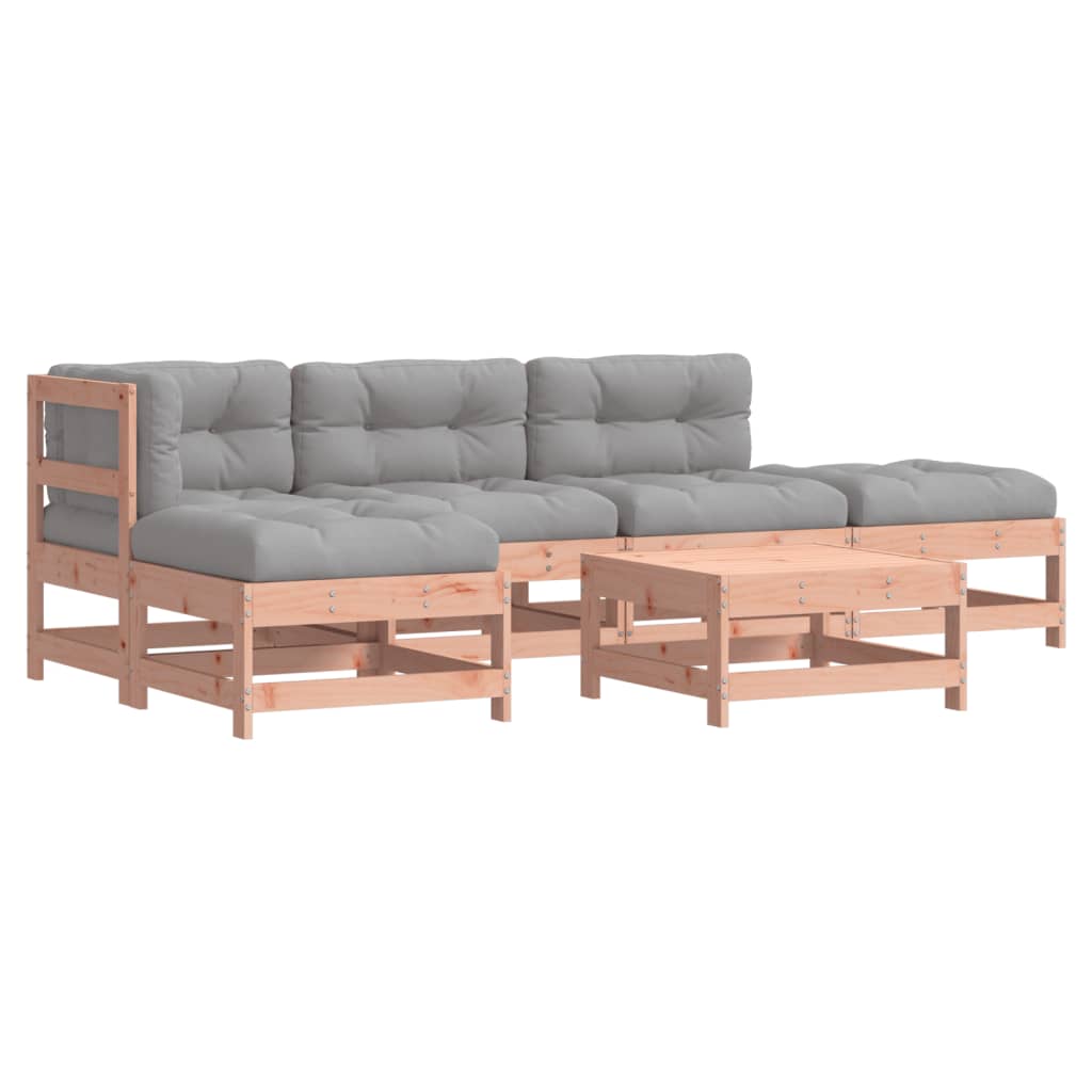 6-tlg. Garten-Lounge-Set mit Kissen Massivholz Douglasie