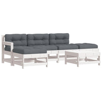 Thumbnail for 6-tlg. Garten-Lounge-Set mit Kissen Weiß Massivholz
