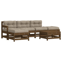 Thumbnail for 6-tlg. Garten-Lounge-Set mit Kissen Honigbraun Massivholz