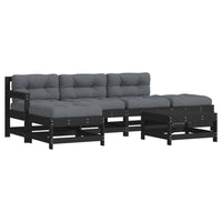 Thumbnail for 6-tlg. Garten-Lounge-Set mit Kissen Schwarz Massivholz