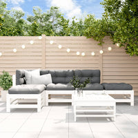 Thumbnail for 6-tlg. Garten-Lounge-Set mit Kissen Weiß Massivholz