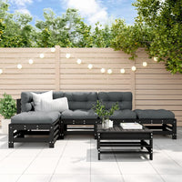 Thumbnail for 6-tlg. Garten-Lounge-Set mit Kissen Schwarz Massivholz