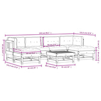 Thumbnail for 7-tlg. Garten-Lounge-Set mit Kissen Weiß Massivholz