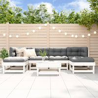Thumbnail for 7-tlg. Garten-Lounge-Set mit Kissen Weiß Massivholz