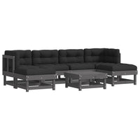 Thumbnail for 7-tlg. Garten-Lounge-Set mit Kissen Grau Massivholz