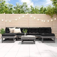 Thumbnail for 7-tlg. Garten-Lounge-Set mit Kissen Grau Massivholz