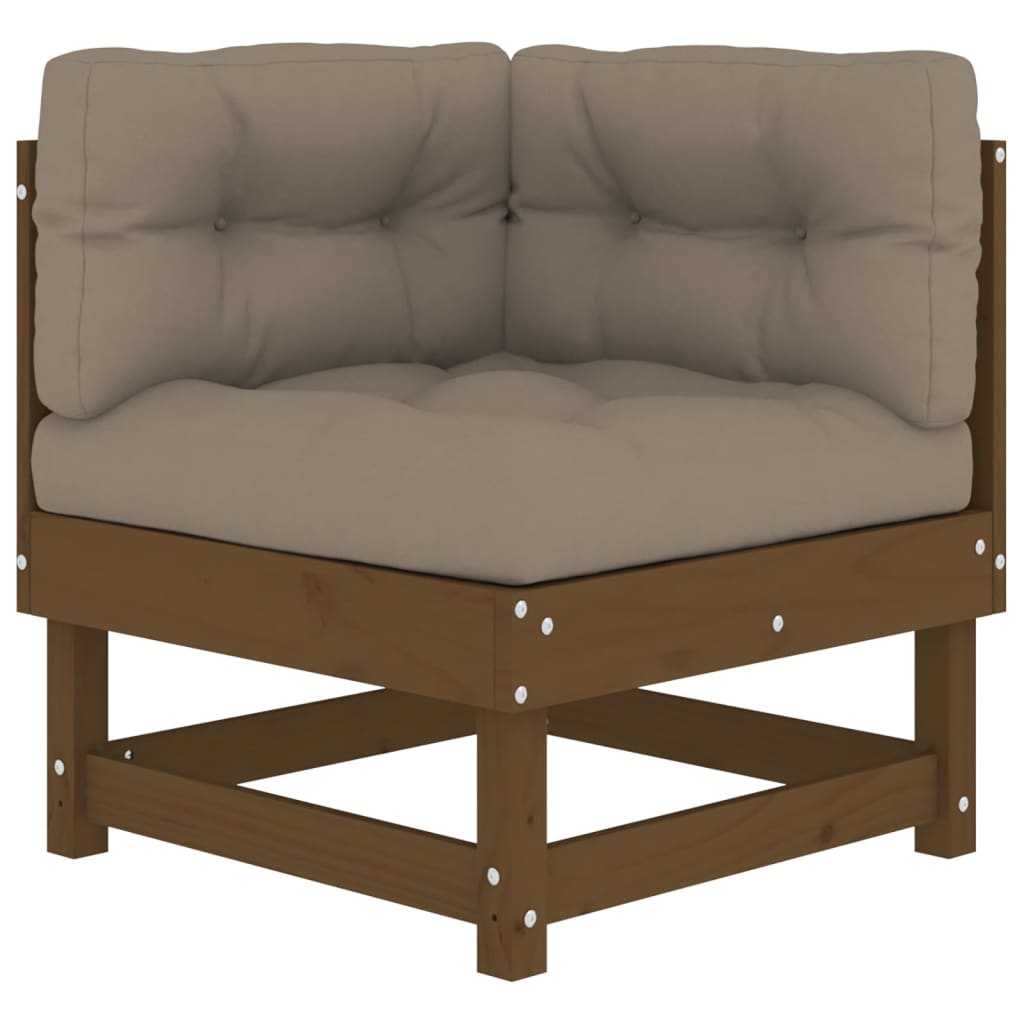 7-tlg. Garten-Lounge-Set mit Kissen Honigbraun Massivholz