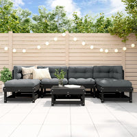 Thumbnail for 7-tlg. Garten-Lounge-Set mit Kissen Schwarz Massivholz