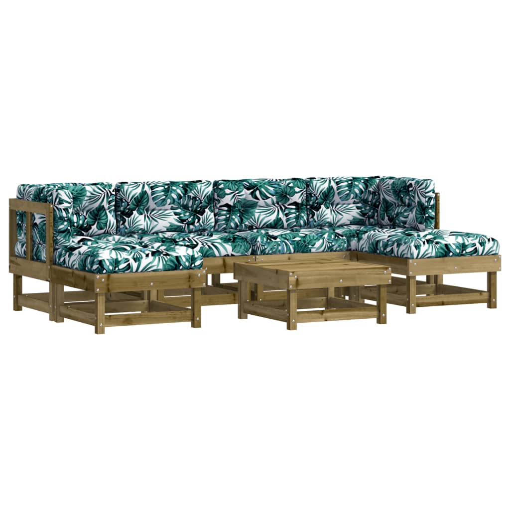 7-tlg. Garten-Lounge-Set mit Kissen Imprägniertes Kiefernholz