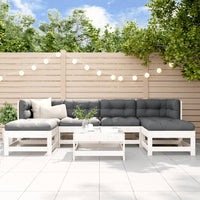 Thumbnail for 7-tlg. Garten-Lounge-Set mit Kissen Weiß Massivholz