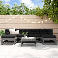 Thumbnail for 7-tlg. Garten-Lounge-Set mit Kissen Grau Massivholz
