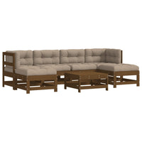 Thumbnail for 7-tlg. Garten-Lounge-Set mit Kissen Honigbraun Massivholz