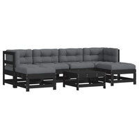 Thumbnail for 7-tlg. Garten-Lounge-Set mit Kissen Schwarz Massivholz