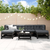 Thumbnail for 7-tlg. Garten-Lounge-Set mit Kissen Schwarz Massivholz