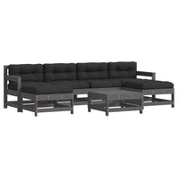 Thumbnail for 7-tlg. Garten-Lounge-Set mit Kissen Grau Massivholz