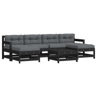 Thumbnail for 7-tlg. Garten-Lounge-Set mit Kissen Schwarz Massivholz