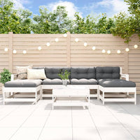 Thumbnail for 7-tlg. Garten-Lounge-Set mit Kissen Weiß Massivholz