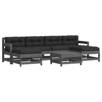 Thumbnail for 7-tlg. Garten-Lounge-Set mit Kissen Grau Massivholz