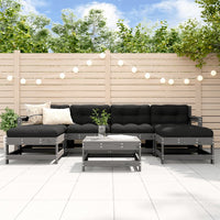 Thumbnail for 7-tlg. Garten-Lounge-Set mit Kissen Grau Massivholz