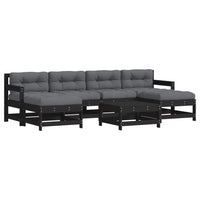 Thumbnail for 7-tlg. Garten-Lounge-Set mit Kissen Schwarz Massivholz