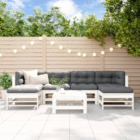 Thumbnail for 7-tlg. Garten-Lounge-Set mit Kissen Weiß Massivholz