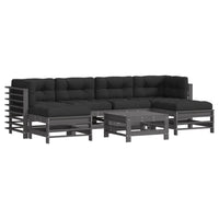 Thumbnail for 7-tlg. Garten-Lounge-Set mit Kissen Grau Massivholz