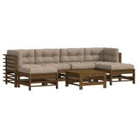 Thumbnail for 7-tlg. Garten-Lounge-Set mit Kissen Honigbraun Massivholz