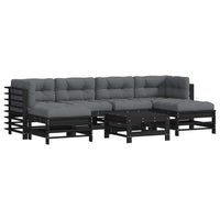 Thumbnail for 7-tlg. Garten-Lounge-Set mit Kissen Schwarz Massivholz